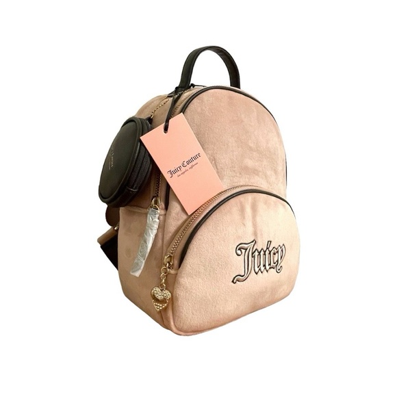 Juicy Couture Dusty Blush Velour Queen Of Everything Backpack NWT - Picture 2 of 10